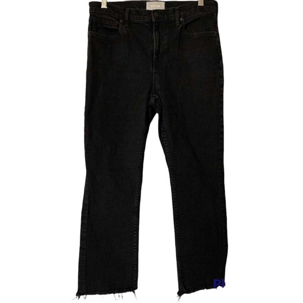 Everlane Kick Crop High Rise Black Jean raw hem size 31